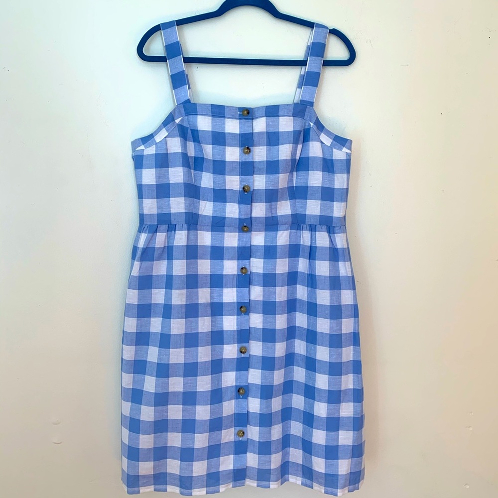NWT J Crew Gingham Blue Dress